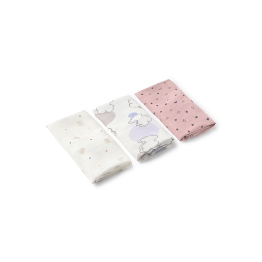 Muselina pack de 3 MMuse rosa