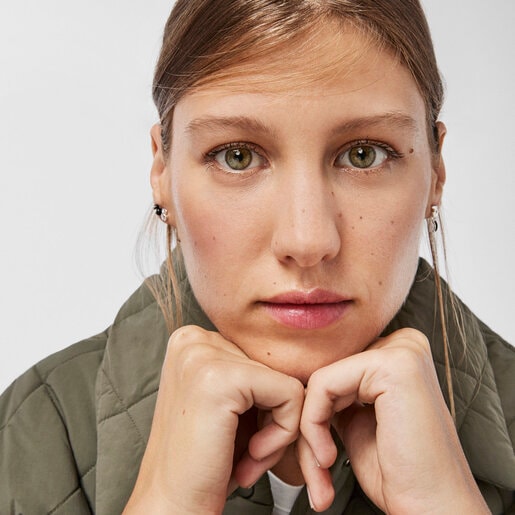 Aros oso-luna de plata y onix Magic Nature