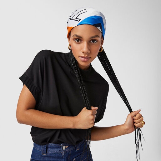 Orange Script Soft Poly Scarf