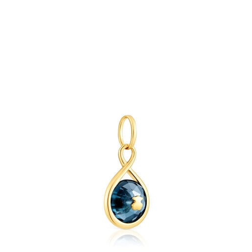 Silver vermeil Reversible pendant with topaz and cultured pearl Alma Motif