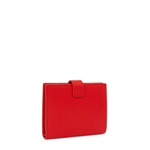 Αναδιπλούμενο πορτοφόλι για κάρτες TOUS Miranda από δέρμα σε κόκκινο χρώμα
