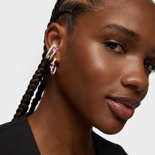 Silver and lab-grown sapphire Earcuff TOUS Mesh LGG