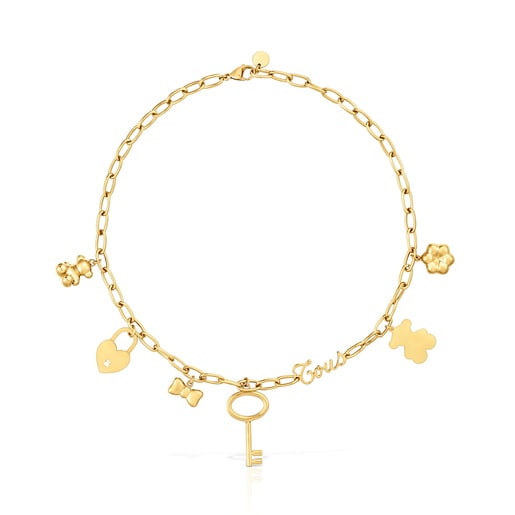 Gold-colored steel Necklace with hanging charms TOUS Charming