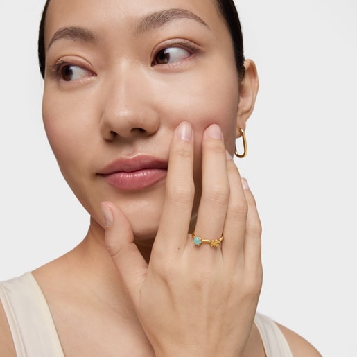 Silver Vermeil Fragile Nature Ring with Amazonite