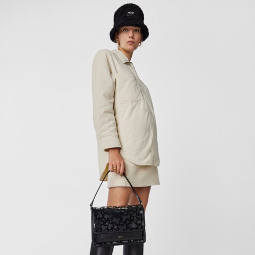 Bandolera mediana Audree transparente y negro