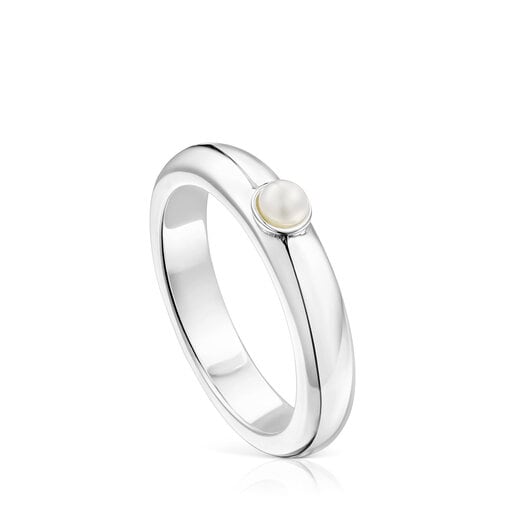 Silver TOUS Fellow Ring with a pearl