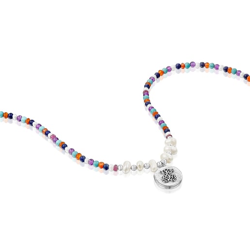 Collana con cammeo in argento con perle e gemme Ocean Color