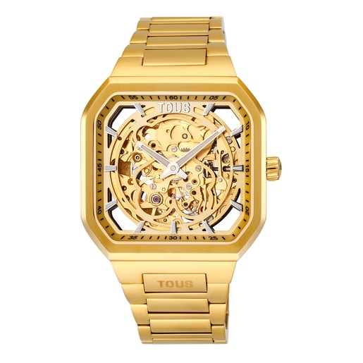 Analog Watch with gold-colored IPG steel bracelet D-Bear Now