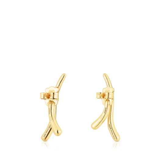 Aros con baño de oro 18 kt sobre plata doble onda New Hav