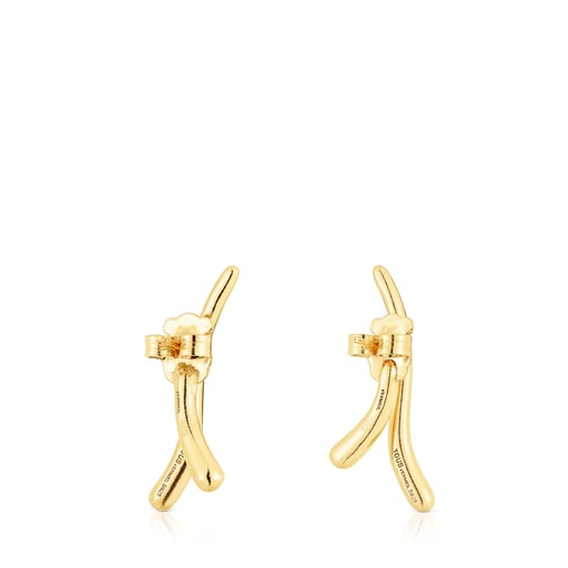 Pendientes con baño de oro 18 kt sobre plata doble onda New Hav