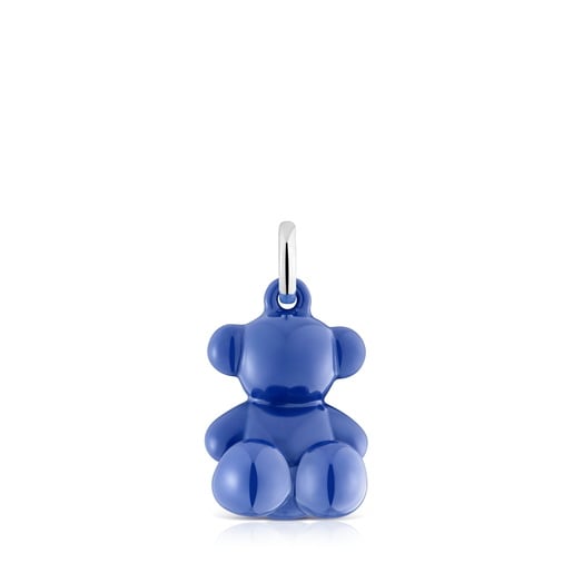 Pingente urso em prata e cerâmica azul-marinho Bold Bear