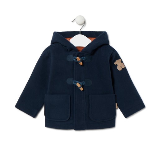 Hooded coat in Blue navy blue