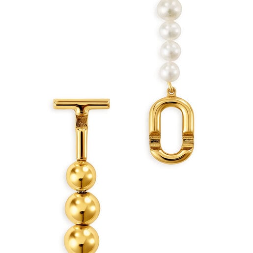 Necklace with 18kt gold plating over silver and cultured pearls TOUS MANIFESTO