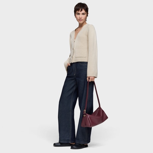 Burgundy leather Crossbody bag TOUS Fold