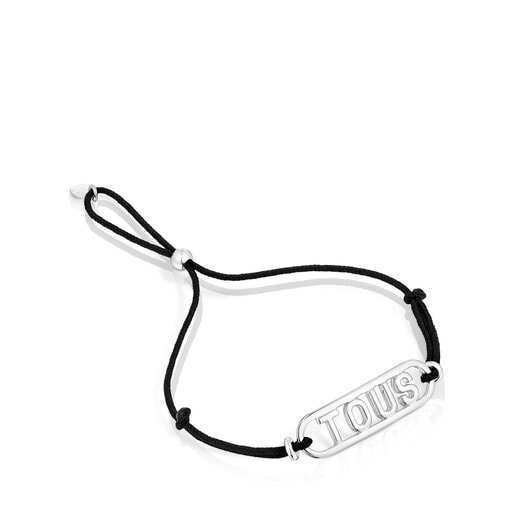 Black nylon Bracelet with silver Logo | TOUS