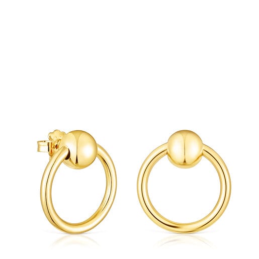 Aretes con baño de oro 18 kt sobre plata círculo Plump