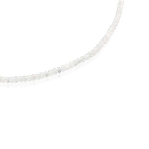 Short silver Necklace with moonstone Basic Colors