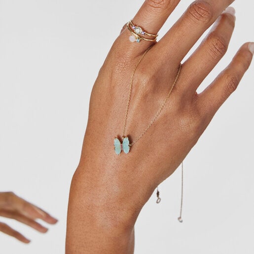 Ожерелье Vita из золота с амазонитом и рубином