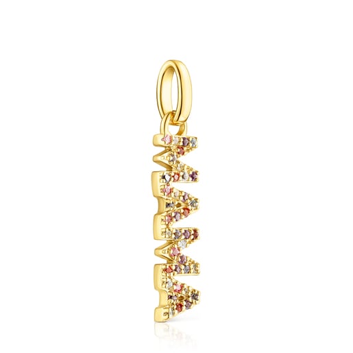 Ciondolo TOUS Crossword Mama con placcatura in oro 18 kt su argento e gemme