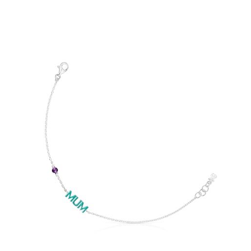 Silver TOUS Crossword Mama Mum bracelet with enamel and gemstone | TOUS