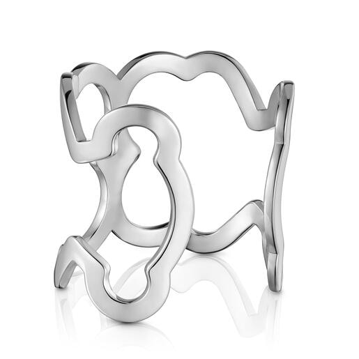 Pulsera esclava xl de acero con silueta oso Carrusel