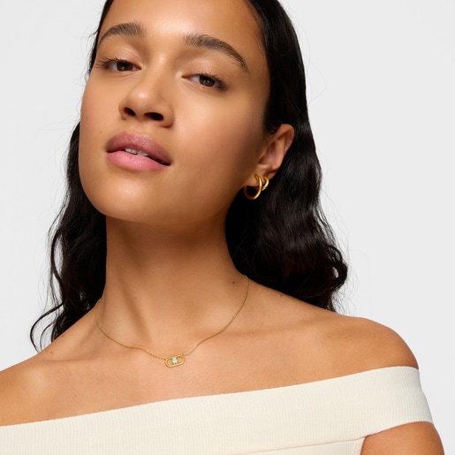 Collar baño de oro 18 kt sobre plata y amazonita Camille