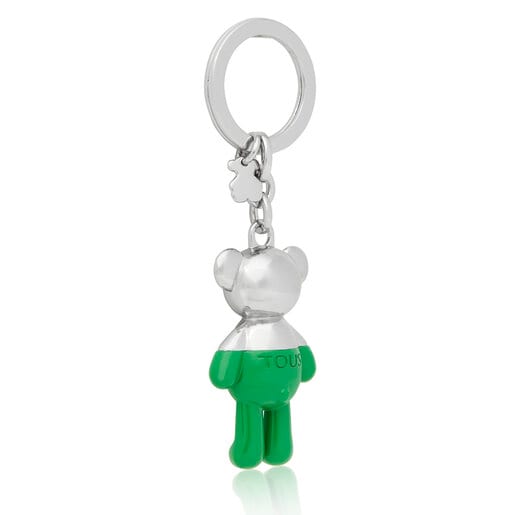 Silver and green TOUS Teddy Bear Key ring