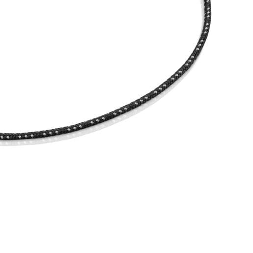 Collar con cordón negro y acero TOUS Basics