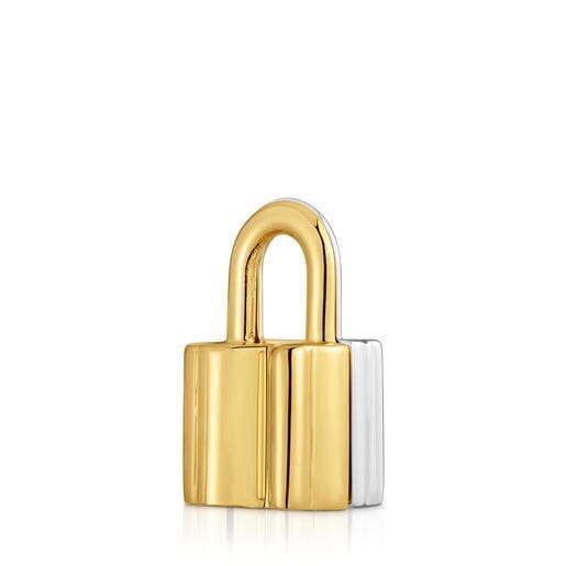 قلادة على شكل دبدوب مُرصّعة بحلية على شكل قفل بدَرجتَي لون مقاس 26 مم من تشكيلة TOUS Unlock