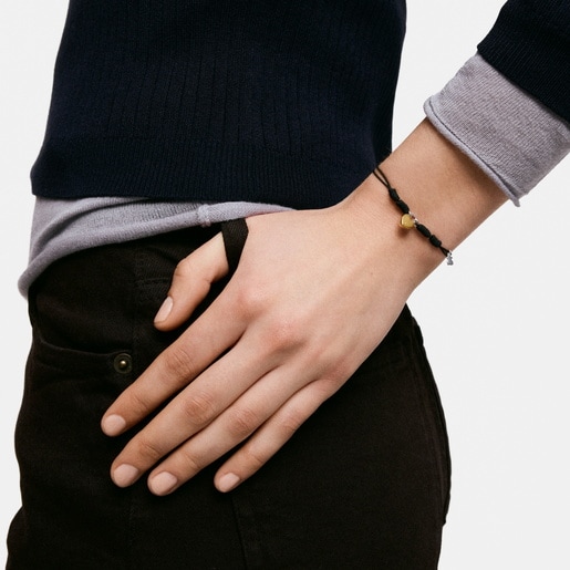 Black nylon Bracelet with two-tone heart padlock motif TOUS Unlock