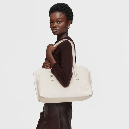Beige leather City bag TOUS Candy