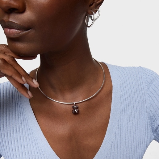 תליון דובון Bold Bear מכסף וקרמיקה בצבע חום