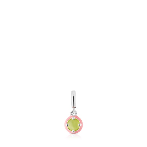 Silver TOUS Vibrant Colors Pendant with chalcedony and pink enamel