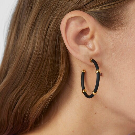 Black and silver vermeil Beach Caucho Hoop earrings