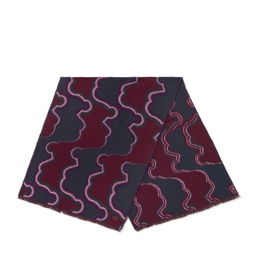 Bufanda gris oscuro y burdeos TOUS Bear Waves
