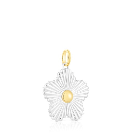 Silver and silver vermeil flower pendant Iris Motif