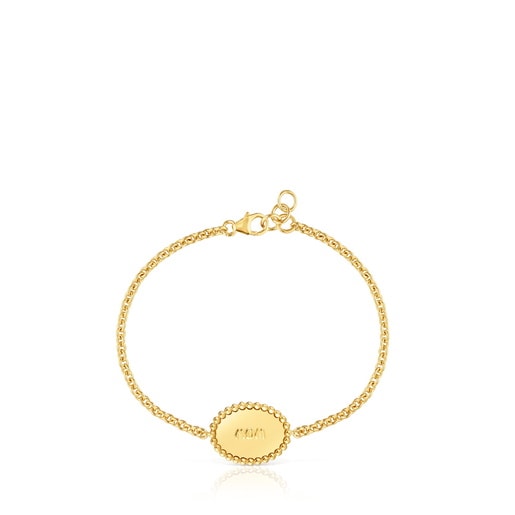 18kt gold plating over silver chain Bracelet with plaque TOUS Mom