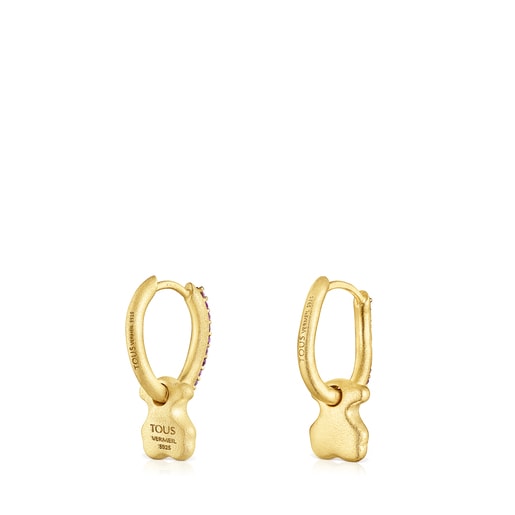 Silver vermeil Luah bear Earrings with sapphires | TOUS