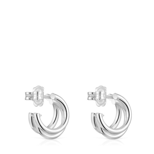Short silver triple-hoop Earrings Basics