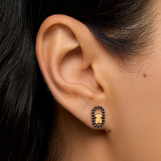 Aretes con baño de oro 18 kt sobre plata y espinelas Camille