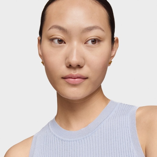 Aretes Straight osos con baño de oro 18 kt sobre plata