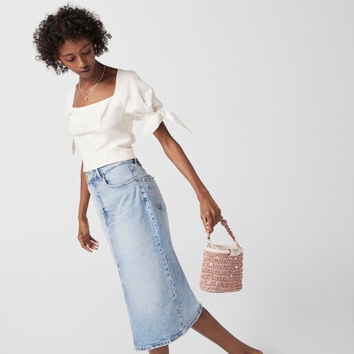 Bombonera pequeña Tous Craft rosa y beige