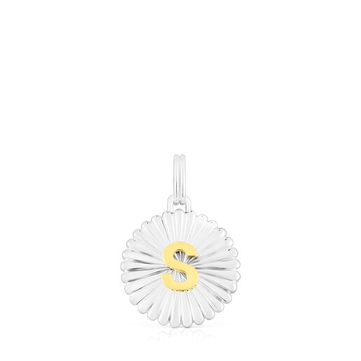 Pendentif médaille lettre S TOUS Alphabet argent et argent vermeil