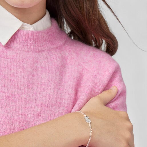 Silver TOUS Bear Bracelet Oval and Bear motifs