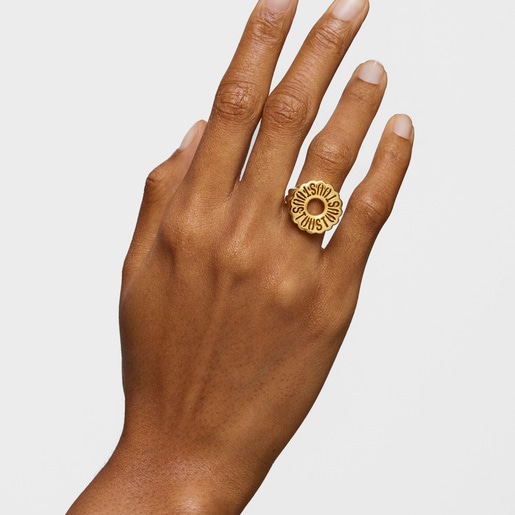 Signet ring with 18kt gold plating over silver Miranda