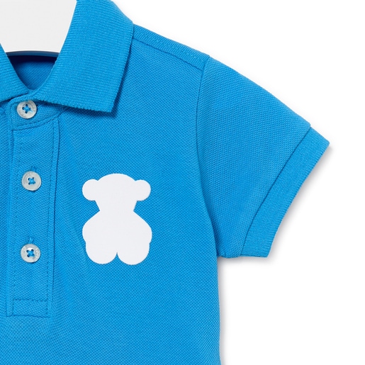 Boys Casual pique fabric polo shirt in blue