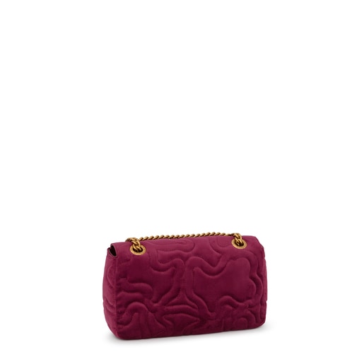 Medium burgundy Kaos Dream Velvet shoulder bag with flap