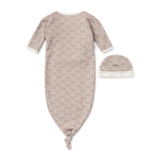 Baby pyjamas and hat set in Icon beige