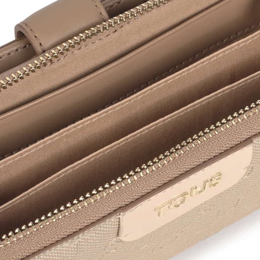 ארנק כפול Script Day בינוני בצבע חום-אפרפר