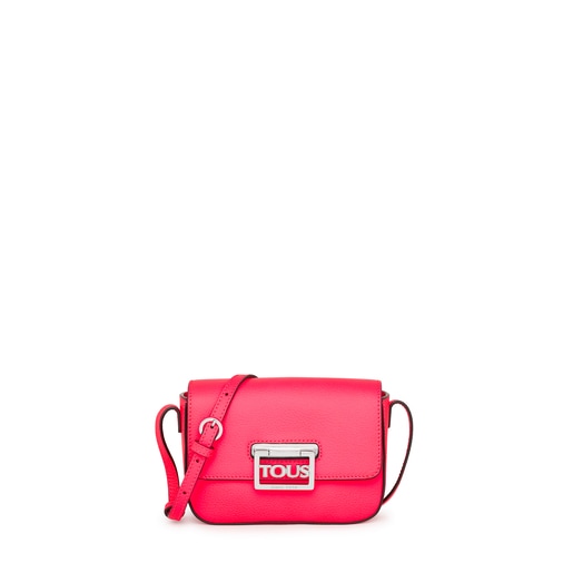 Kožená Crossbody kabelka TOUS Legacy Mini v neonově růžové barvě